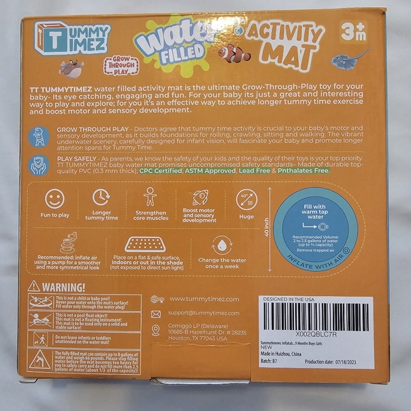NWOT Tummy Timez Water Filled Activity Mat for Babies - 3 Months+ - Picture 2 of 7